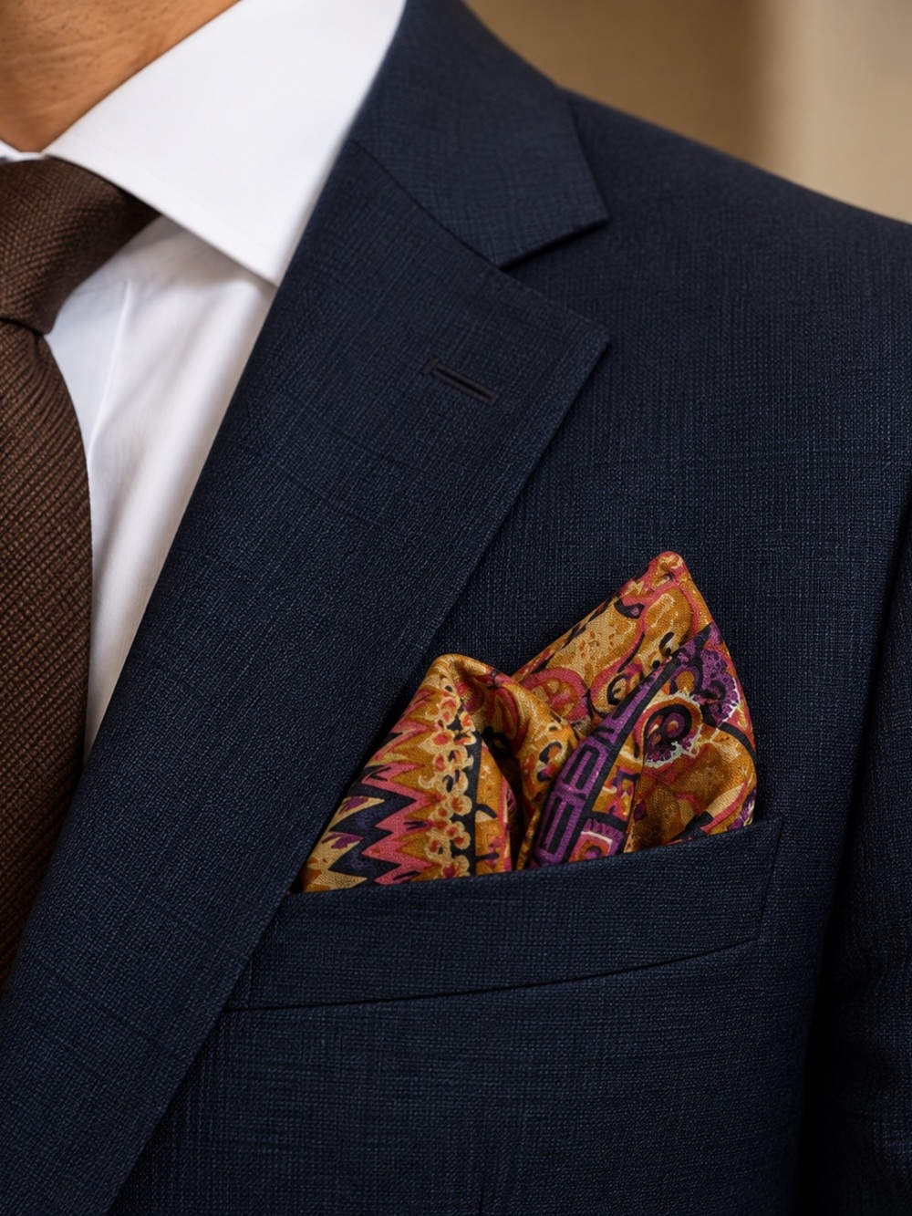 Vintage Multicolor Abstract Pocket Square Handkerchief 9.5”